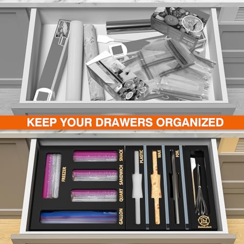 9 IN1 Bamboo Storage Bag Drawer Organizer with Cutter