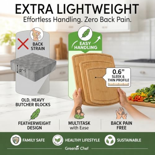 SAFEST Extra Large Bamboo Cutting Board Set of 3 with Glue (3 Count)