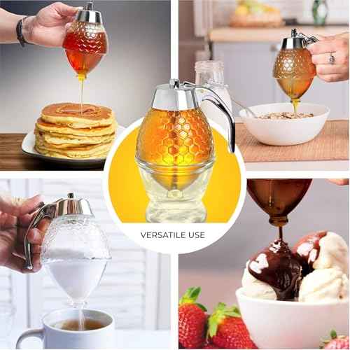 8oz No Drip Glass Honey Dispenser with Plastic Top