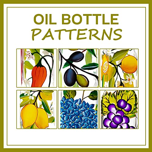17oz Hand Painted Glass Olive Oil Bottle Dispenser