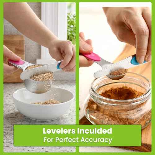 Magnetic Measuring Cups & Spoons Set of 15 with Levelers
