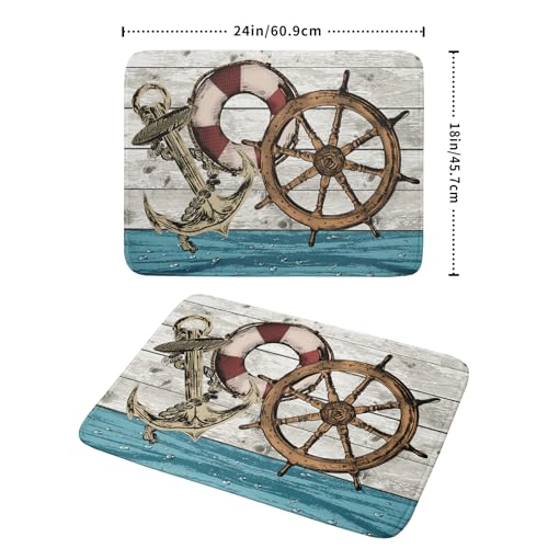 Nautical Anchor Dish Drying Mat 18x24 inch Coastal Boat Fast Dry Microfiber Reversible Dish Drainer Pad Kitchen Countertop Tabletop Decor