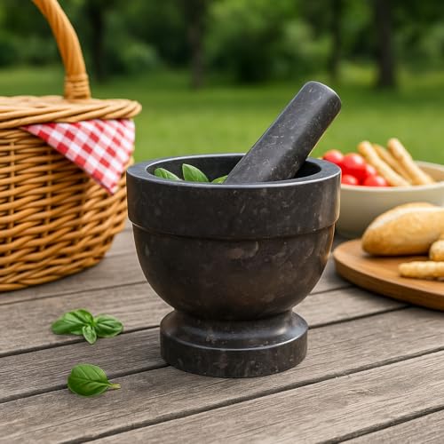 Natural Charcoal Marble Mortar & Pestle