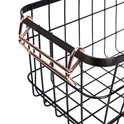 Stackable Metal Wire Rectangular Storage Baskets for Kitchen (2 Count)