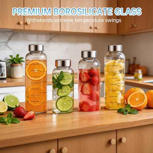 Glass Juice Bottles 6 Pack 16 oz (6 Count)