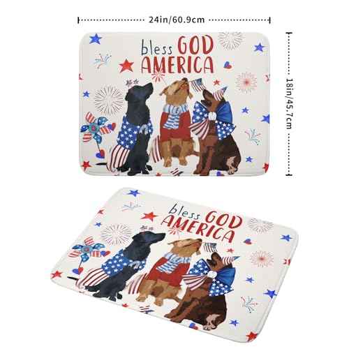 4th of July Patriotic Dogs Dish Drying Mat American Independence Day Dish Dry Pad 18"x24" Absorbent Dishes Drainer Mat for Kitchen Counter