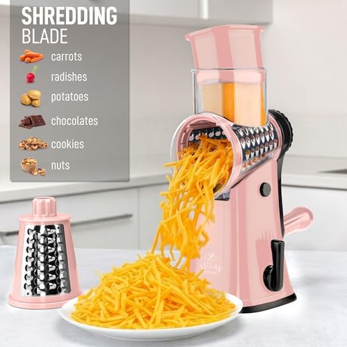 Rotary Cheese Grater Manual Hand Crank 5 Blade Shredder