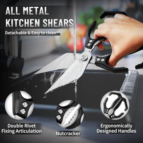 Heavy Duty Poultry Shears for Food with Black Ergonomic Handle
