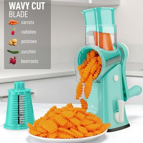 Rotary Cheese Grater Manual Hand Crank 5 Blade Shredder