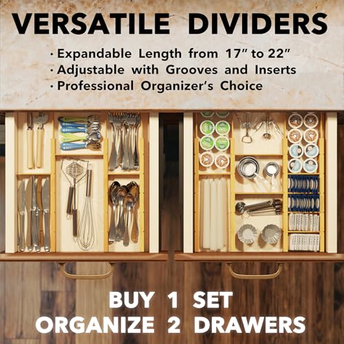 Bamboo Drawer Dividers with Inserts and Labels