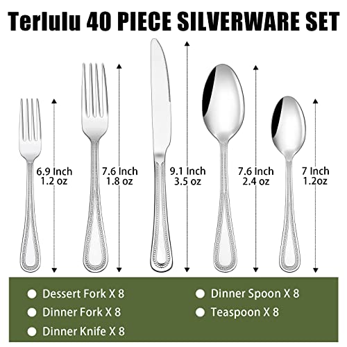 40 Piece Silverware Set for 8