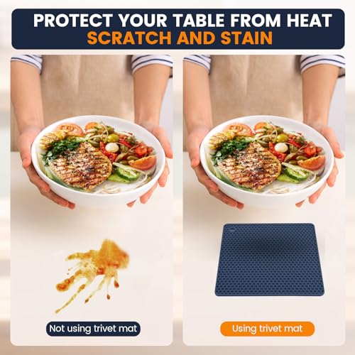 Silicone Trivet Mats 4 Heat Resistant Pot Holders Multipurpose Non (4 Count)