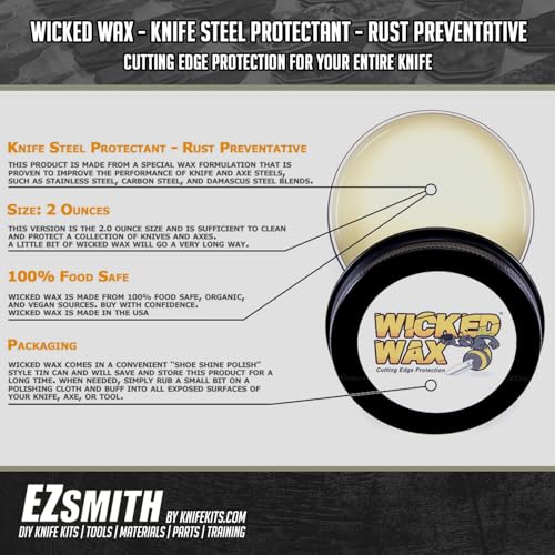 WICKED WAX - (2.0 oz.) - Cutting Edge Knife Protection - For Steel, Wood, Epoxy, Plastic, and Leather - 100% Organic & Food Safe - (USA Made) – Total Clean And Protect (2 Fl Oz)