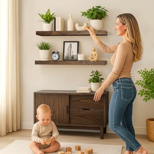 Distressed Floating Shelves 36 inch Long Set of 2 (2 Count)