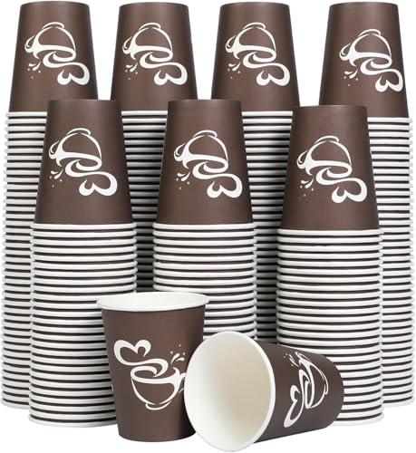 300 Count 12 oz Paper Coffee Cups Disposable Hot Coffee Cups Brown