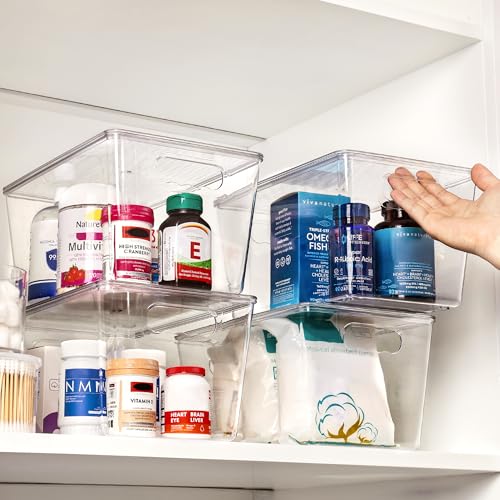 2 Pack Clear Stackable Storage Bins with Lids and Handles (2 Count)