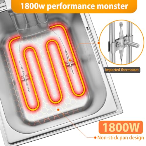 Electric Deep Fryer Commercial Deep Fryer With Basket 1800W Pounds Troperature Control and Timer Large capacity fryers for home use outdoor