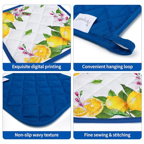 Summer Lemon Oven Mitts and Pot Holders Set (4 Count)