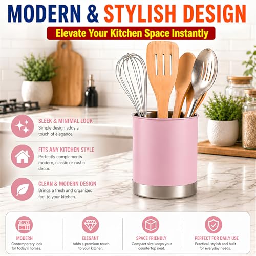 Stainless Steel Utensil Crock with Anti