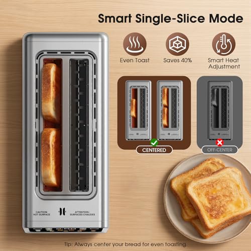 Toaster 4 Slice Long Slot for Bagels & Artisan Bread