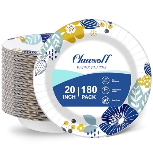 20 oz 180 Pack Paper Bowls Bulk Heavy Duty Disposable Bowls Flower (180 Count)