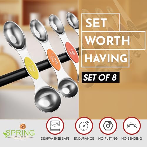 Stainless Steel 8 Magnetic Measuring Spoons