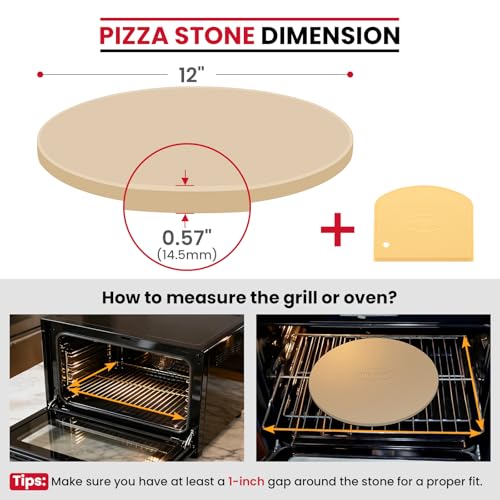 12" Round Pizza Stone for Oven and Grill