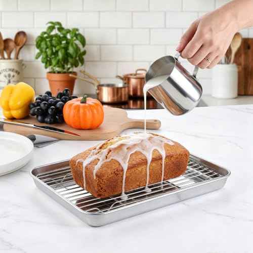 9x7 Inches Mini Stainless Steel Baking Sheet with Cooling Rack Set (5 Count)