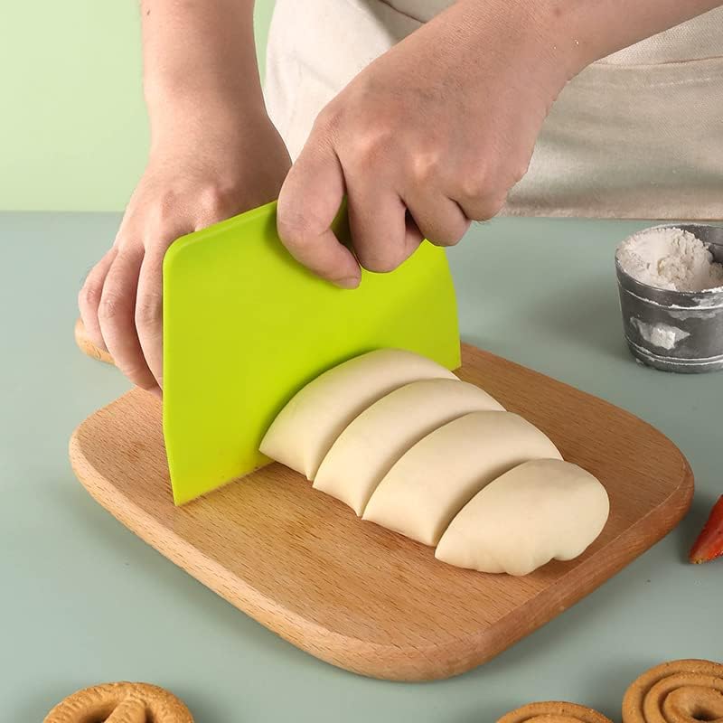 Plastic Bench Scraper & Chopper (14Pcs), Multi-Purpose Dough Scraper Bench Scraper, Flexible Bowl Scraper, Sharp Edge & Angles, Dough Cutter, Kitchen Utensil for Bread, Pizza, and Flat Top Griddles - Culinary Roots