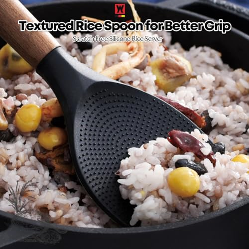 Silicone Rice Paddle with Wooden Handles