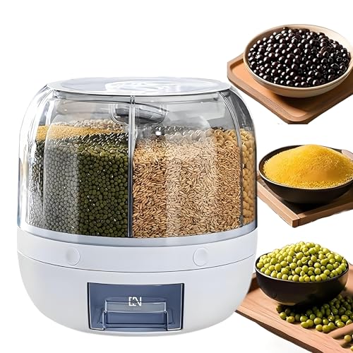 Rotating Grain Storage Bin 6 Grids Rice Container One