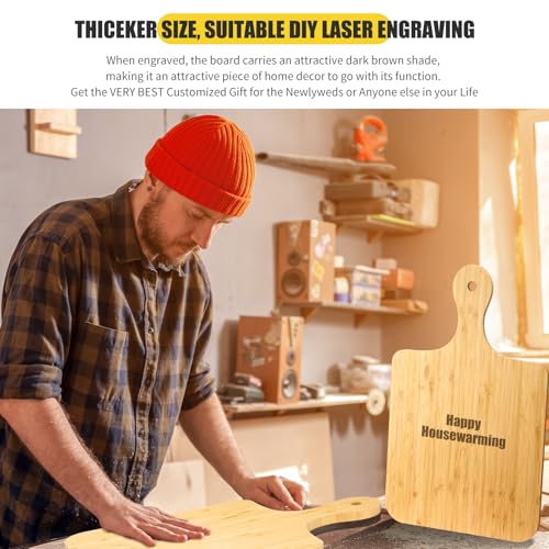 6 Pcs Thicken Cutting Board Bulk Wood Board for Chopping Serving Charcuterie Material for Laser Engraving Mother' Day Wedding Housewarming Gift (6 Count)