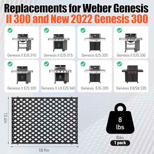 18.75" Dual Sided Diamond Sear Grill Grates for Weber Genesis II