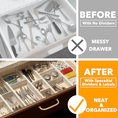 Bamboo Drawer Dividers with Inserts and Labels