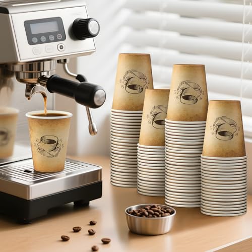 300 Pack 12oz Disposable Paper Coffee Cups Retro Design (300 Count)