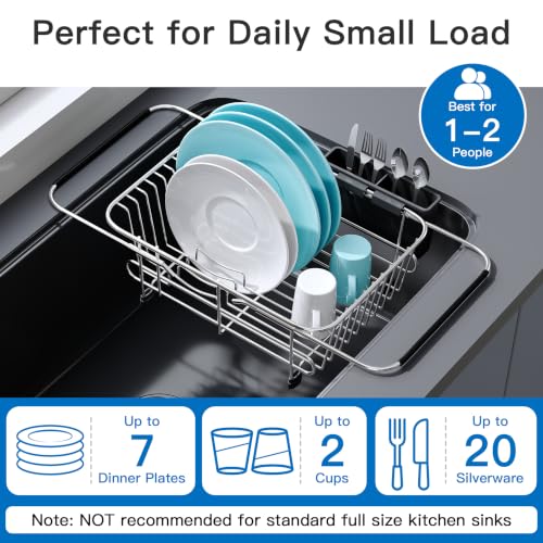 Sink Small Dish Drying Rack with Utensil Holder