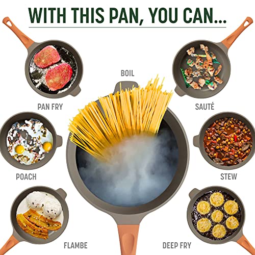 All-in-One Pan, Multilayer Nonstick Cookware Set, High-Performance Construction, Multipurpose Design Replaces Multiple Pots and Pans, Dishwasher Safe, 11-Inch, 4.4-Quart Capacity, Terracotta