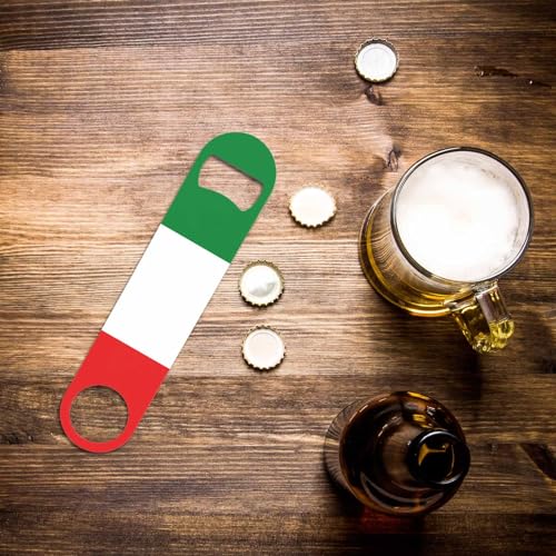 Ltaly Flag Stainless Steel Bottle Opener Green White Red Italian Country Flag Flat Beer Bottle Opener Keychain for Home Kitchen Bar Restaurant Party Birthday Gift
