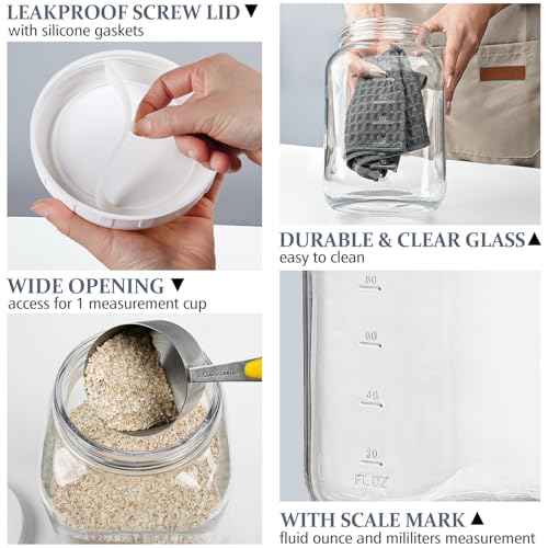 2 Pack Wide Mouth 1 Gallon Clear Glass Jar with Lid (2 Count)