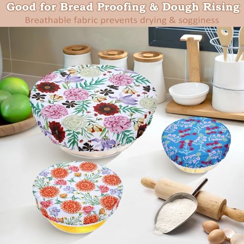 5Pcs Reusable Beeswax Elastic Bowl Covers for Bread Proofing and Food Cover (5 Count)