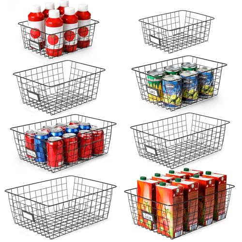 8 Set Extra Large Wire Baskets for Organizing with Lables (8 Count)