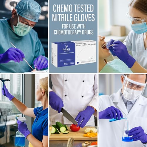 Blue Nitrile Gloves Medical Powder & Latex Free Chemical Resistant (200 Count)