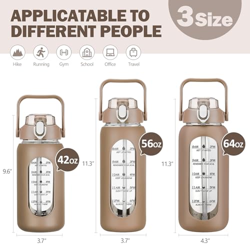 64oz Glass Water Bottles with Straw