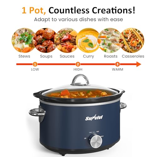 4 Quart Slow Cooker & Mini Food Warmer with 3 Heating Settings