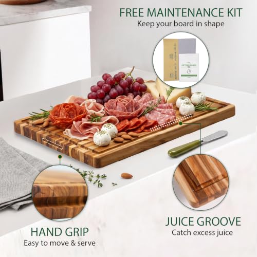 Large Teak Wood Cutting Board with Juice Groove