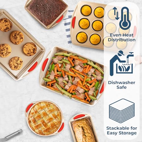 Baking Kit Nonstick Gold Steel Oven Set (6 Count)