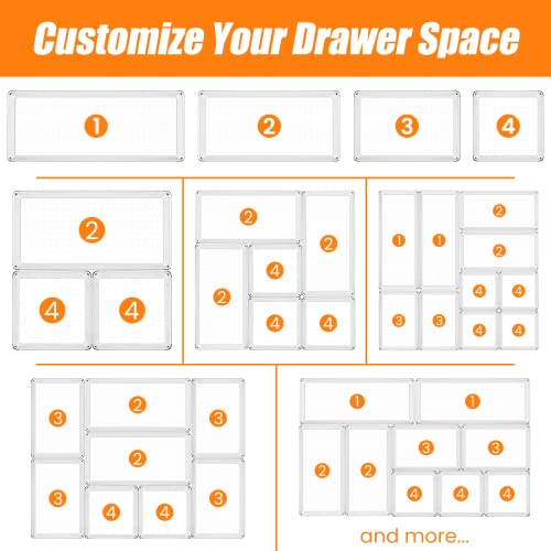 6 Pcs Large Size Clear Drawer Organizer Set (6 Count)