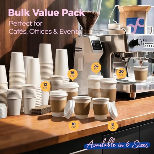 50 Pack 20 oz Disposable Coffee Cups with Lids
