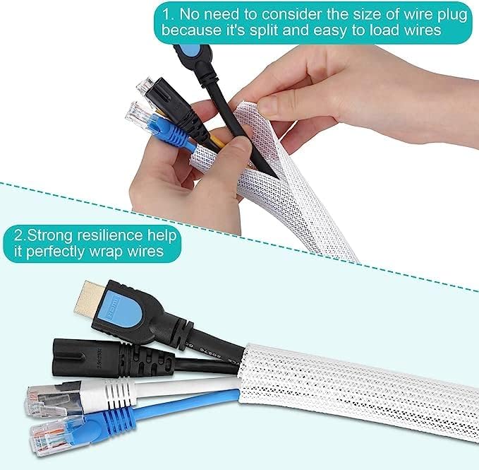 20ft 1 inch White Cable Sleeve