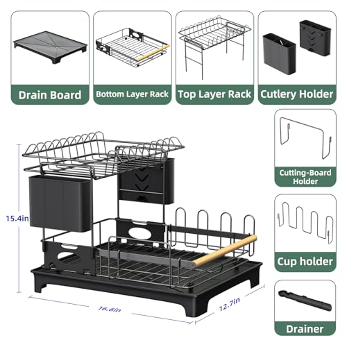2 Tier Dish Rack with Drainboard